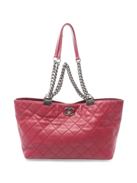 CHANEL Pre-Owned 2014-2015 Matelassé chain tote bag Pink 110188420321689