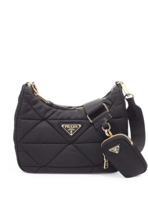 Prada Pre-Owned Tessuto quilted shoulder bag Black 1102259