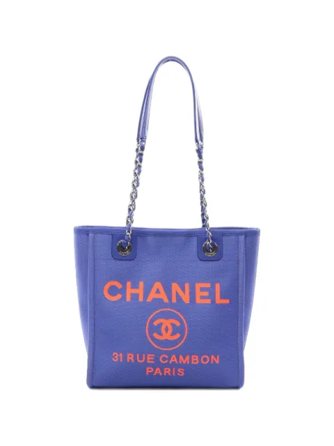 CHANEL Pre-Owned 2021-2022 PM Deauville chain tote bag Blue 110302831247606