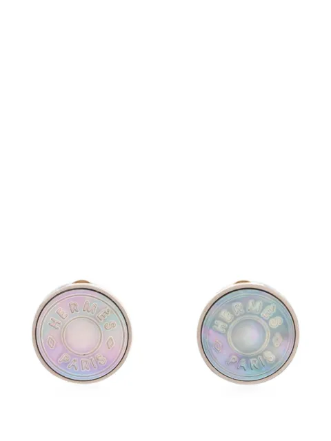 Hermès Pre-Owned Sellier round earrings Silver 1091954