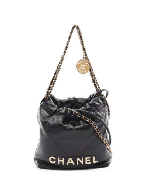 CHANEL Pre-Owned 2021 mini Chanel 22 lambskin shoulder bag Black 1103680G2G66HU7