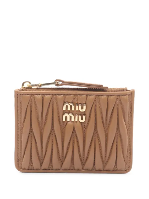 Miu Miu Pre-Owned logo-plaque matelassé card case Neutrals 1103716