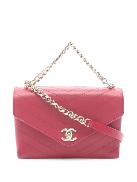 CHANEL Pre-Owned 2018-2019 Chevron V-stitch shoulder bag Red 110214426638768