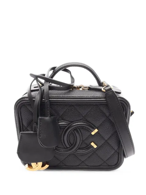 CHANEL Pre-Owned 2018-2019 small CC Figley vanity bag Black 110242426097876