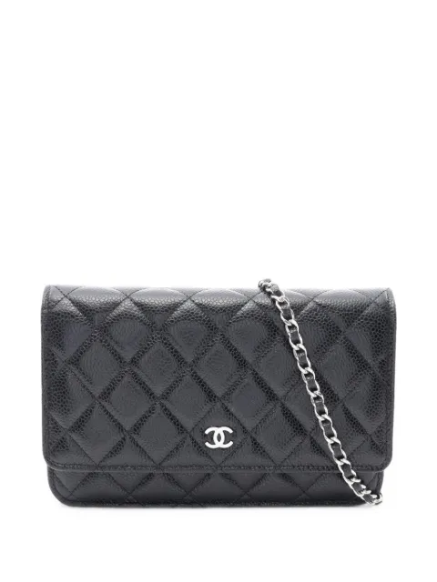 CHANEL Pre-Owned Matelassé Caviar chain wallet Black 1103227H44N7L97