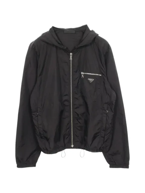 Prada Pre-Owned 2000s Re-Nylon Triangle Logo hooded jacket Black 1098971