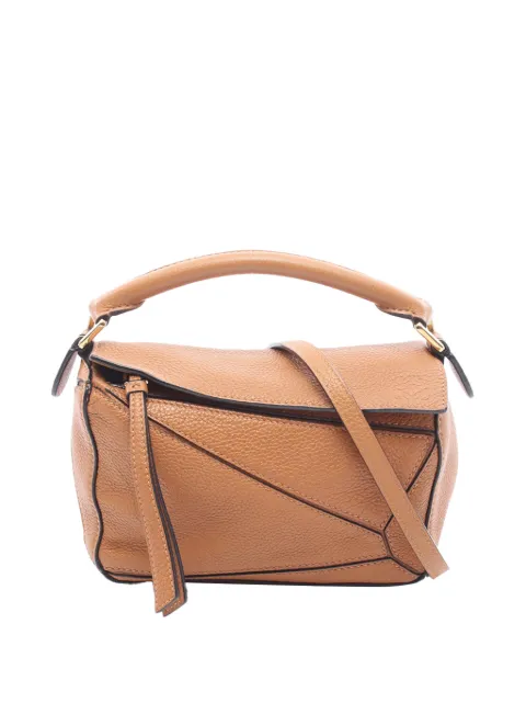 Loewe Pre-Owned 2010-2026 Mini Calfskin Puzzle Edge satchel Brown XUGWLBKXDRDSXWO6