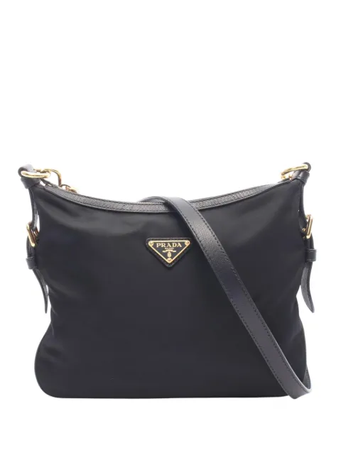 Prada Pre-Owned 2013-2026 Saffiano Trimmed Tessuto Zip Top crossbody bag Black DQ2A8Z4I49RA988W