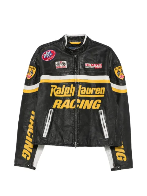 Polo Ralph Lauren logo-patch leather jacket Black 710B24664001