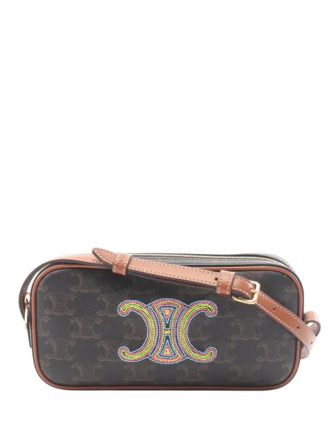 Celine Pre-Owned 2010-2026 Mini Triomphe Cuir Coated Canvas Camera Bag shoulder bag Brown BLJU7J3ASTL21NTR