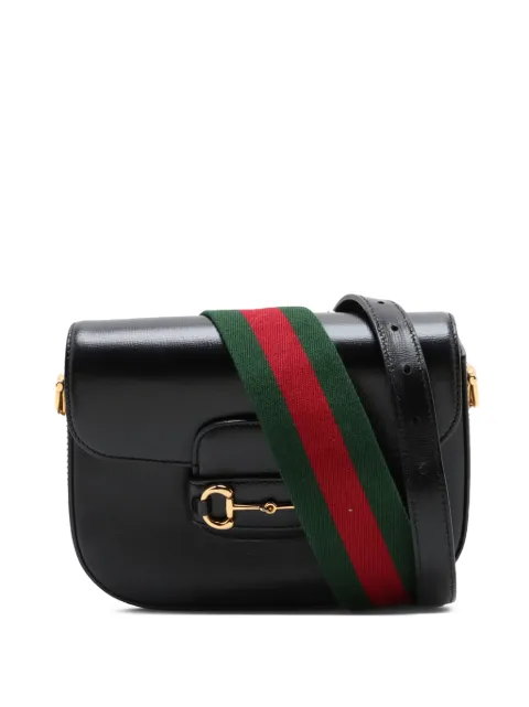 Gucci Pre-Owned 2016-2026 Small Calfskin Web Horsebit 1955 crossbody bag Black CVPH9IGEL6HJV6LX