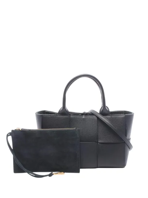 Bottega Veneta Pre-Owned 2012-2026 Mini Lambskin Intreccio Arco Tote satchel Black 0ROQ5RPXBIEGB60I