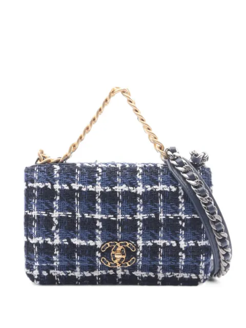 CHANEL Pre-Owned 2021 Chanel 19 check-pattern mini bag Blue 1102211E869AA24
