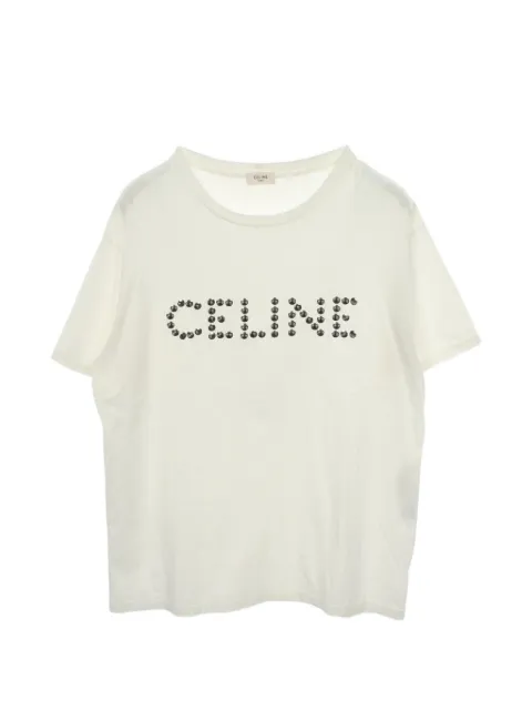 Celine Pre-Owned 2010s studded logo T-shirt White 1100842