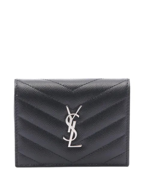Saint Laurent Pre-Owned Monogram chevron-quilted bi-fold wallet Black 1102008