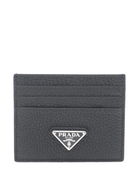 Prada Pre-Owned 2020s Daino Trian leather card holder Black 1103720