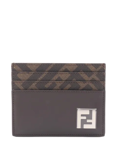 Fendi Pre-Owned 2020s FF logo-plaque card case Brown 1101752