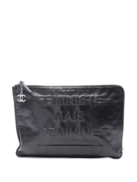 CHANEL Pre-Owned 2014-2015 Coco Mark clutch bag Black 110179620831796