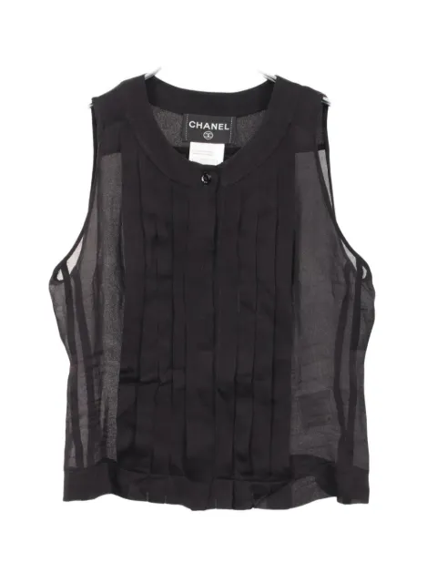 CHANEL Pre-Owned 1986-1988 pleated sleeveless blouse Black 1095856