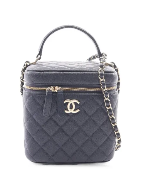 CHANEL Pre-Owned 2021-2022 Matelassé Caviar leather vanity bag Blue 110208131274858