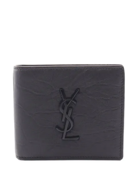 Saint Laurent Pre-Owned Monogram croc-effect wallet Black 1101737