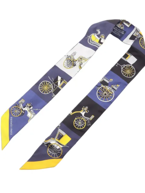 Hermès Pre-Owned 2020s Voitures Exquises ribbon scarf Blue 1098964