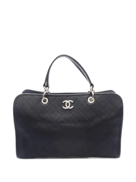 CHANEL Pre-Owned 2017-2018 Matelassé leather tote bag Black 110369824466307