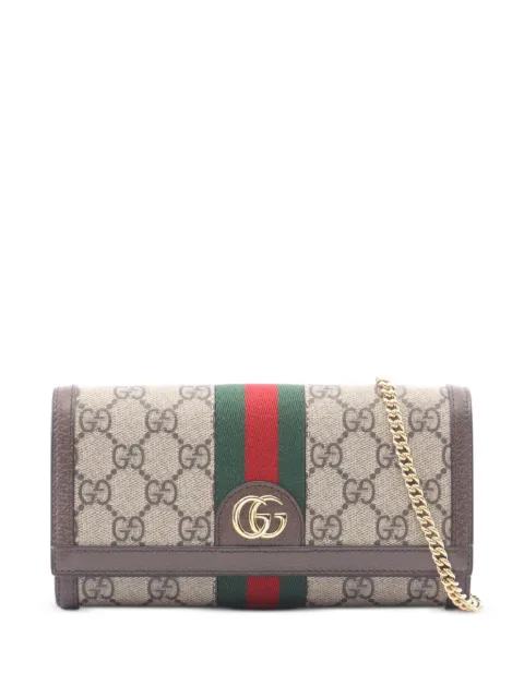 Gucci Pre-Owned 2020s Ophidia GG Supreme chain wallet Neutrals 1102003