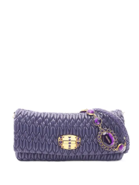 Miu Miu Pre-Owned 2010s Nappa Crystal matelassé clutch bag Purple 1102224