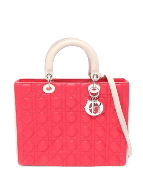 Christian Dior Pre-Owned 2010s Lady Dior Cannage tote bag Red 1101839