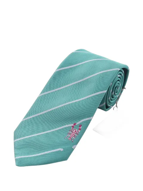 Hermès Pre-Owned 2020s Pince Moi lobster-print tie Green 1099849