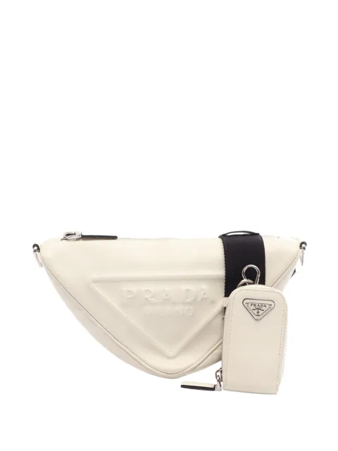 Prada Pre-Owned 2013-2026 Glace Lux Triangle crossbody bag White ME8TK9HRCODQH9M3