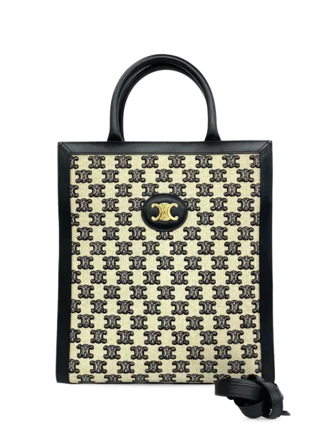 Celine Pre-Owned 2021 Small Triomphe Canvas Vertical Cabas Tote satchel White P30GWLPN2WLVIB6I