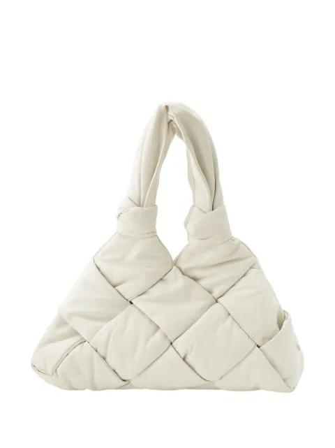 Bottega Veneta Pre-Owned 2012-2026 Lambskin Maxi Intrecciato Padded Lock tote bag White 8NJMQXV4SLK4M9K6