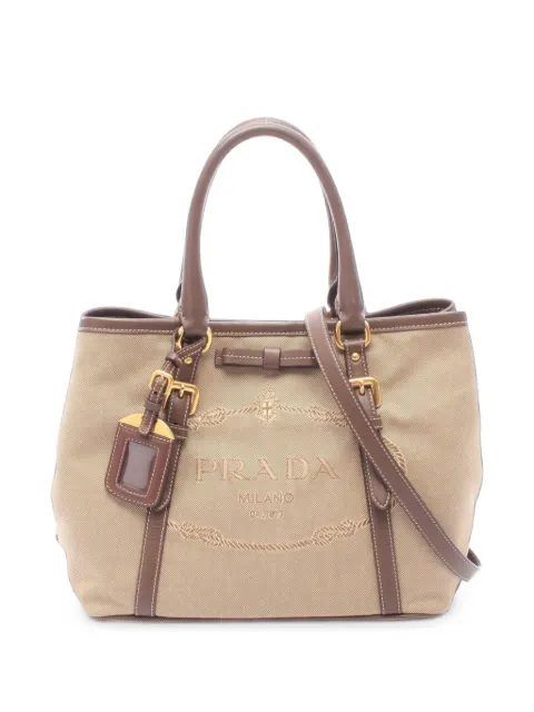 Prada Pre-Owned 2000s Logo Jacquard tote bag Neutrals 1102406