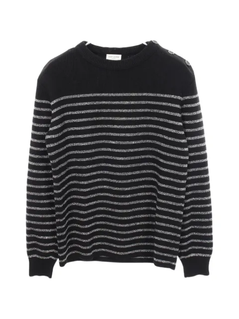 Saint Laurent Pre-Owned 2010s striped shoulder-button sweater Black 1075100