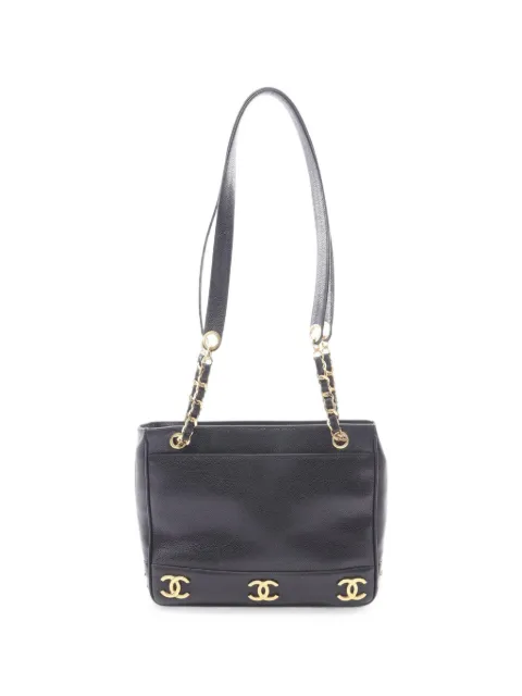 CHANEL Pre-Owned 1991-1994 Triple Coco tote bag Black 11030492733621