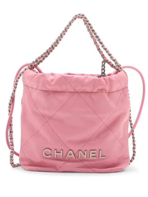 CHANEL Pre-Owned 2021-2026 Mini Shiny Calfskin 22 Handbag satchel Pink PDDSG4TQJENBOY38