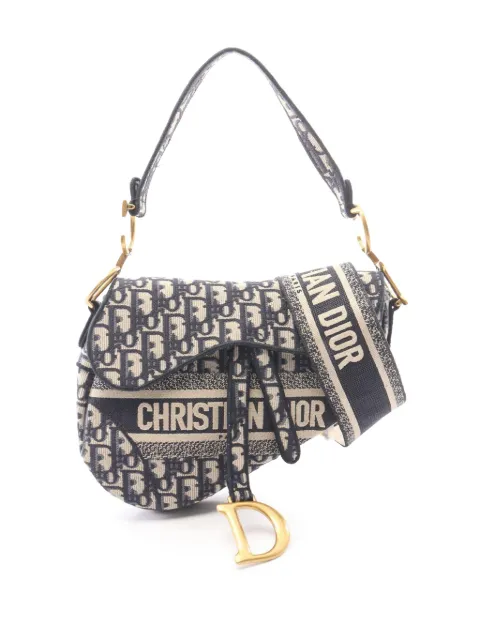 Christian Dior Pre-Owned 2000-2026 Oblique Embroidered Canvas Saddle Bag shoulder bag Blue MZ0OJKN7ABWK7EEE
