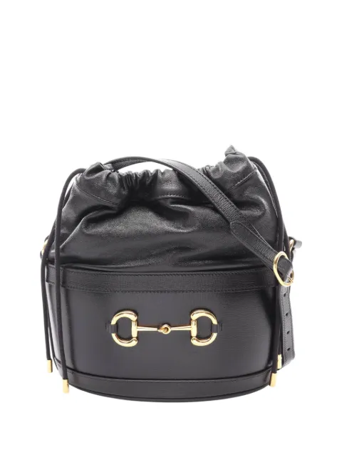 Gucci Pre-Owned 2016-2026 Leather Horsebit 1955 bucket bag Black 6R9642XBIP758NWG