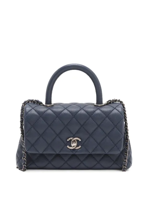 CHANEL Pre-Owned 2016-2017 Mini Quilted Caviar Coco Top Handle Bag satchel Blue Y1YC2SM9W620B10Q