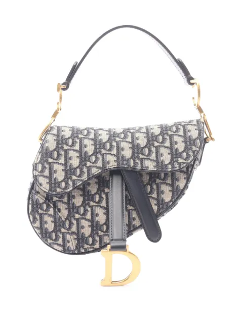 Christian Dior Pre-Owned 2000-2026 Mini Oblique Canvas Saddle Bag satchel Blue 01DXXLDUBPI52264