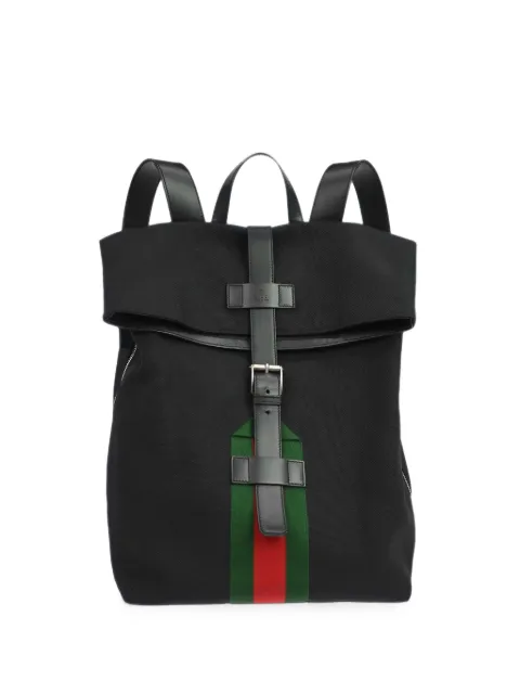 Gucci Pre-Owned 1990-2000s Web stripe foldover backpack Black NQ11211