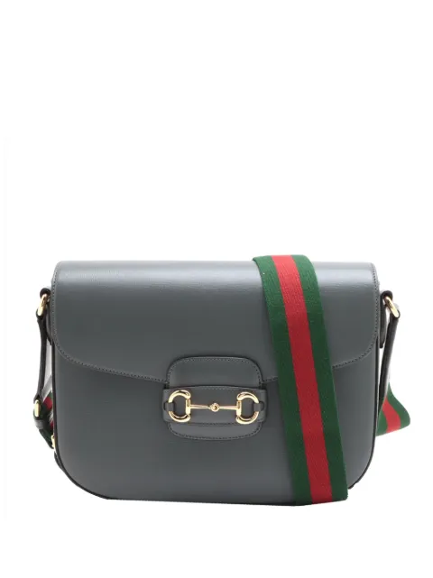Gucci Pre-Owned 2016-2026 Large Calfskin Web Horsebit 1955 crossbody bag Grey AG65N2RIGRZ9DYL9