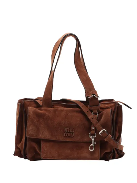 Miu Miu Pre-Owned 2020-2026 Suede Utilitaire satchel Brown 9992RYADE442DHXY