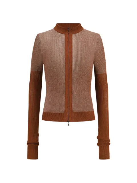 OUDE WAAG metallic ribbed-knit cardigan Brown OW26PFKT03L3RE021