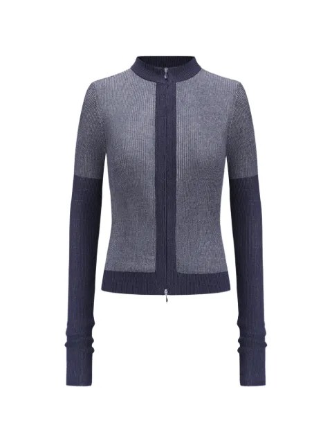 OUDE WAAG metallic ribbed-knit cardigan Blue OW26PFKT03L3BU061