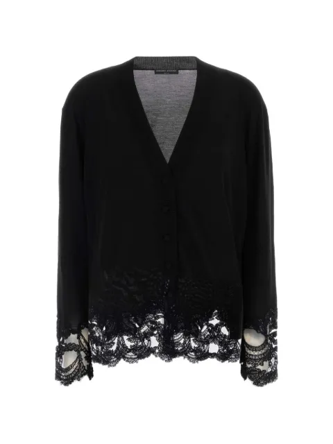 Ermanno Scervino lace-trim wool cardigan Black D495N315APCTATLATL
