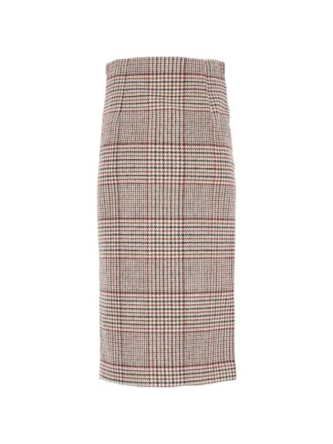 Federica Tosi Prince of Wales check front-slit midi skirt Neutrals 30707308