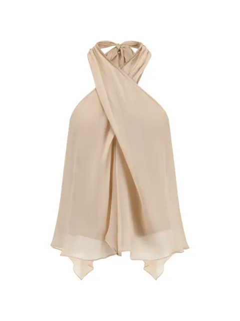 OUDE WAAG halter-neck double-layer top Neutrals OW26PFTP03C2NU220